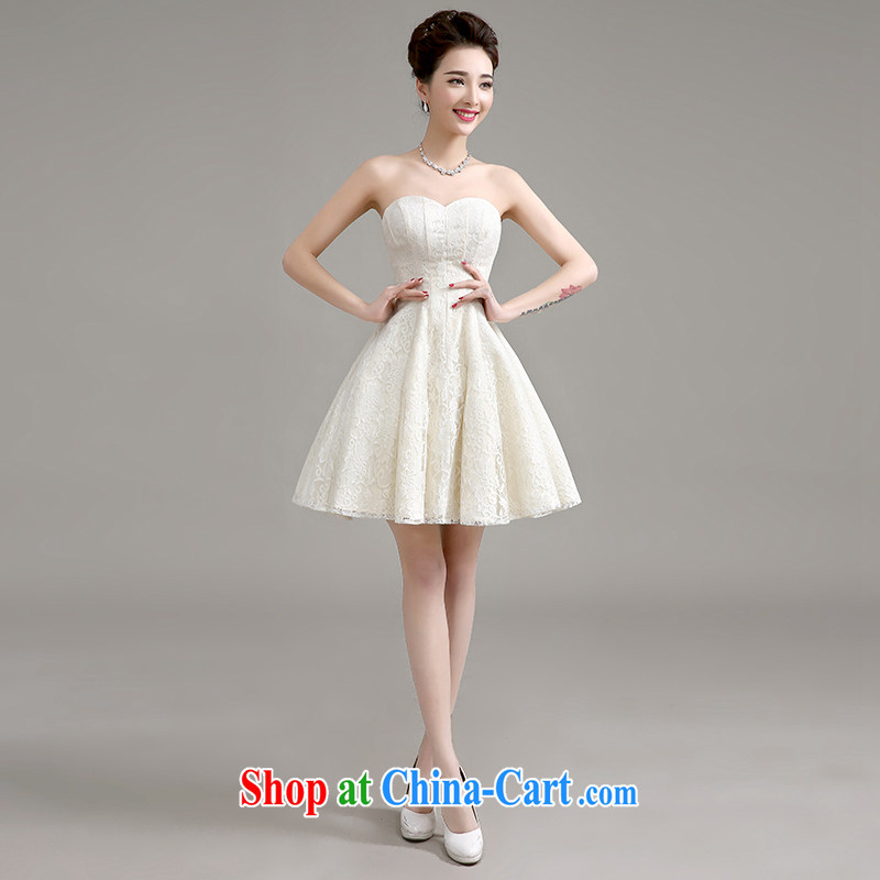 2015 new summer dresses small chest bare bows Service Bridal short lace short dress beauty Evening Dress dress champagne color as the package return champagne color to make the _30 do not return