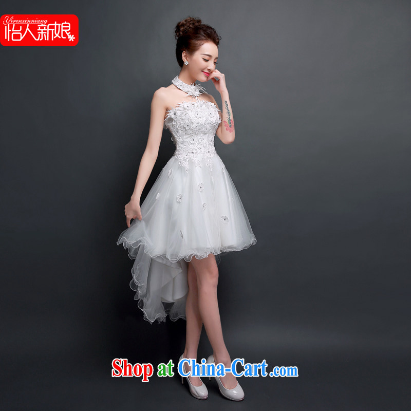 Dresses summer 2015 new front short long erase chest short bridal bridesmaid toast serving female sister evening dress wedding betrothal small dress skirt Selina CHOW, Bridal white M, pleasant bride, shopping on the Internet