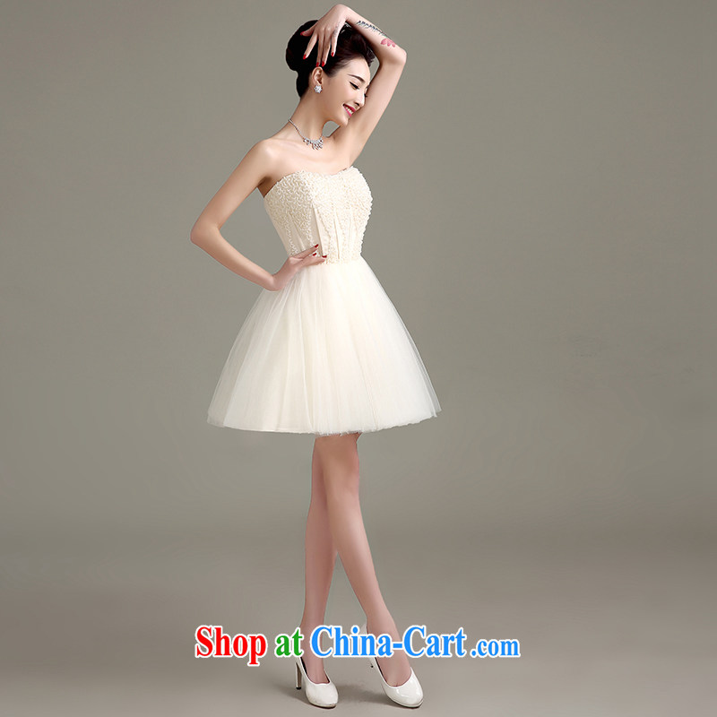 Yi Yi Love Love is still not yet 2015 spring and summer new Korean wiped chest dress short marriages served toast stylish nails Pearl bridesmaid dresses small girl champagne color to make the _30 not return