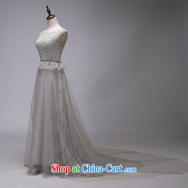 7-Color 7 tone bridesmaid dress 2015 new summer lace small-tail beauty and stylish bridal toast service banquet dress long L 037 smoke gray with L, 7-Color 7 tone, and shopping on the Internet