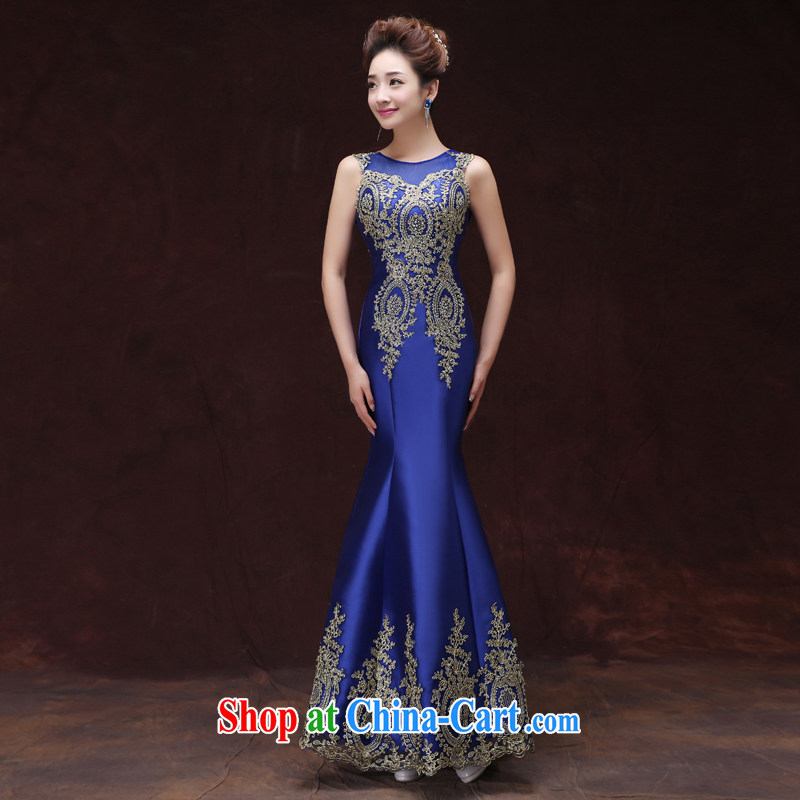 blue dress 2015 New a field show shoulder dress long dual-shoulder lace leak back at Merlion dress beauty girl blue tailored contact customer service, plain bamboo love yarn, shopping on the Internet
