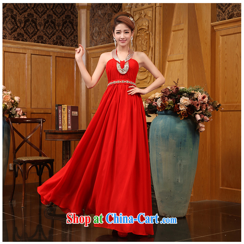 The beautiful yarn 2015 new alignment to dress fashionable and fresh Korean Red video thin bridesmaid dinner film floor dress wedding factory direct