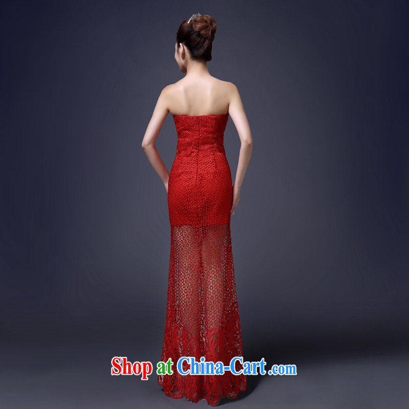 Martin Taylor 2015 wiped his chest serving toast spring and summer fashion language empty red long alignment to cultivating graphics thin wedding dress evening dress red XL, Taylor Martin (TAILEMARTIN), shopping on the Internet