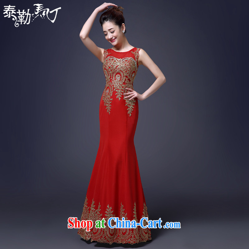 Martin Taylor 2015 crowsfoot toast serving spring and summer long, Korean style wood drill cultivating graphics thin marriage bridal dresses small tail red with XL