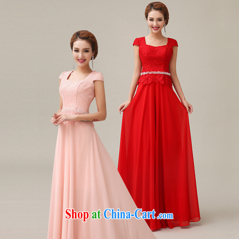 Yi love is wedding dresses 2015 summer new bride bridesmaid wedding dress wedding toast clothing evening dress long dual-shoulder lace red Bride with pink XXL clothing, love, and, shopping on the Internet