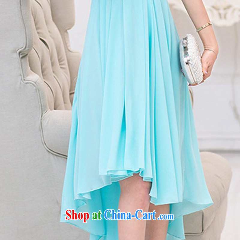 Cayman commercial silk gift dress dresses summer new Korean high-end solid-colored dresses style lady does not rule out skirt dress water blue XXL, Cayman business, gift, shopping on the Internet