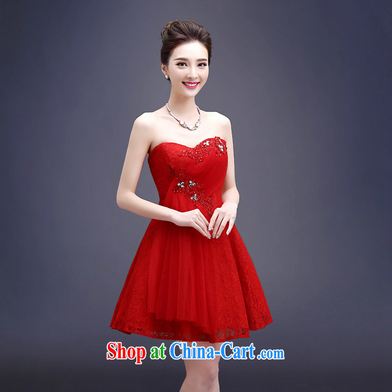 Connie focus 2015 new summer wedding dresses small red short marriages served toast white bridesmaid dress girls 0003 red M