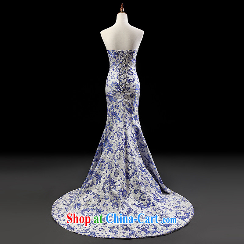 Love, Ms Audrey EU marriages served toast blue and white porcelain crowsfoot long-tail wedding dresses 2015 stylish new beauty dress L 35,058 blue and white porcelain L, Paul love, Ms Audrey EU, and shopping on the Internet