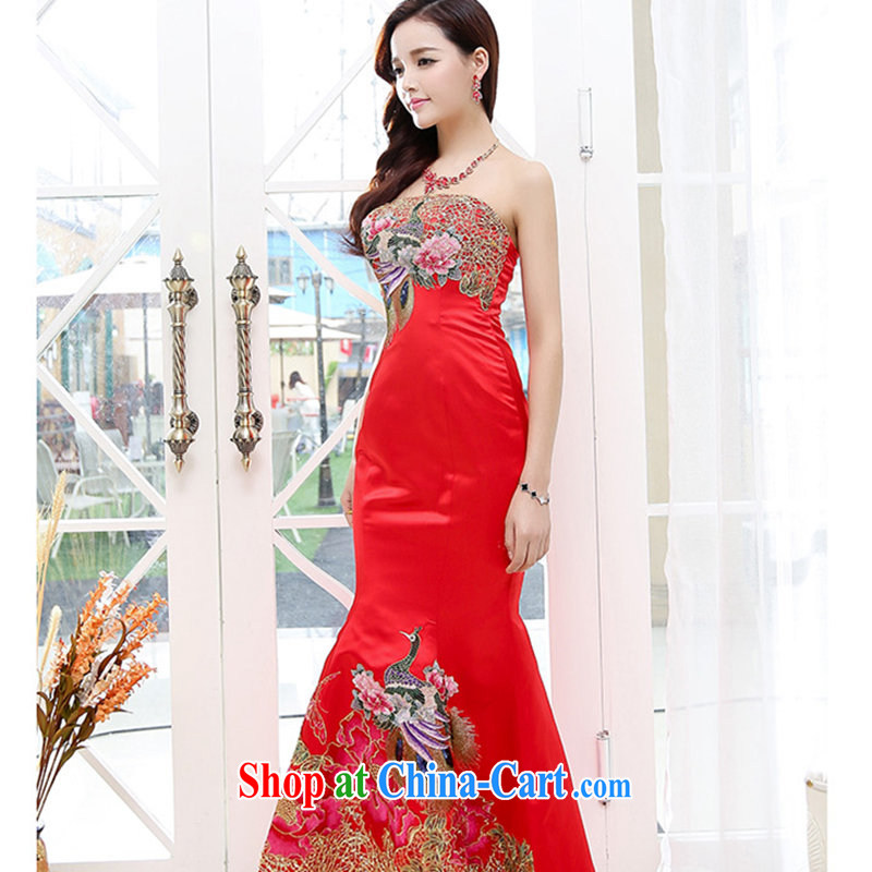 1000 square feet, 2015 spring and summer bridal dress bridesmaid dress luxury Bong the crowsfoot double-yi long skirt, high-end custom banquet with large red XL, 1000 feet away, and, on-line shopping