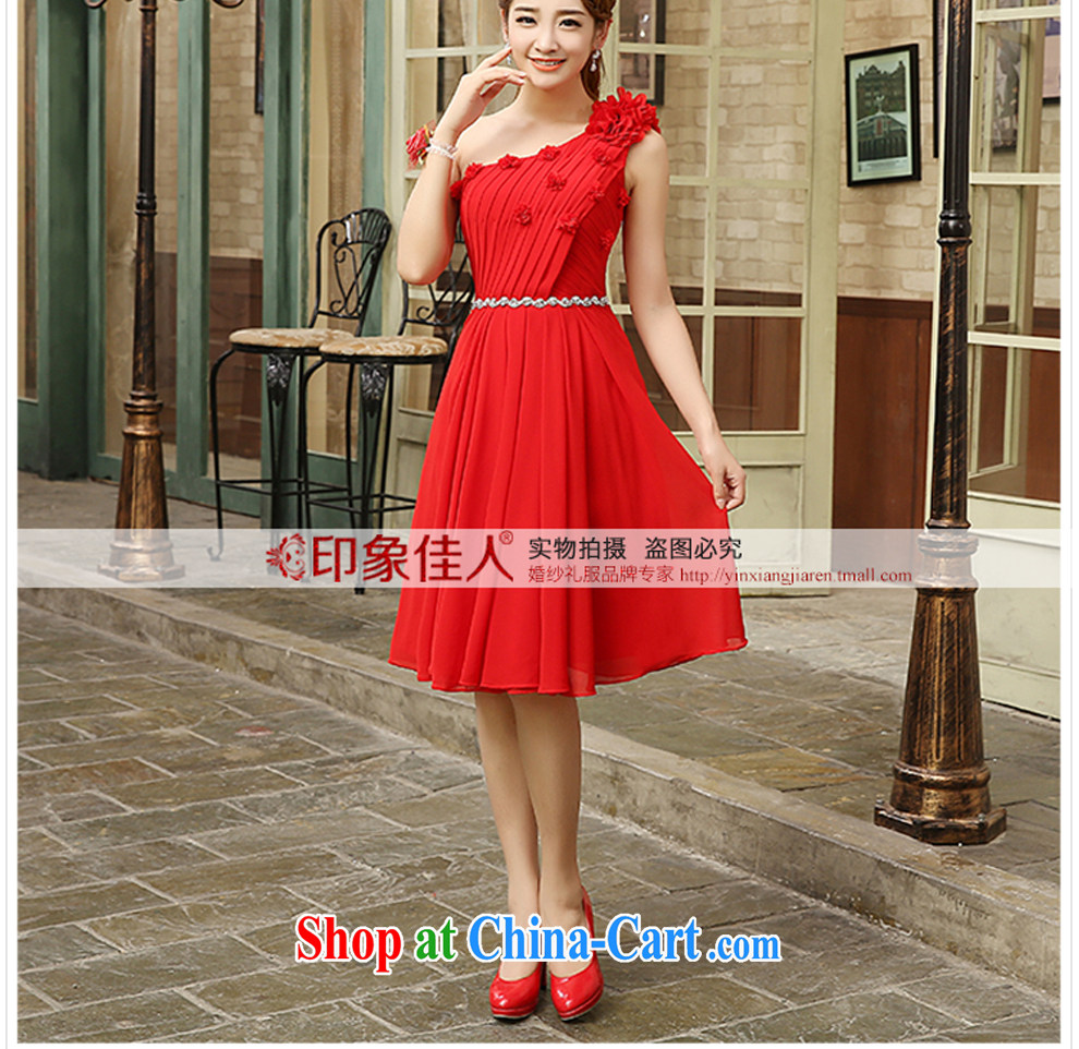Impression Leigh 2015 new bride wedding dress toast serving long bridesmaid beauty single shoulder dress red long L 1003 champagne short XXL pictures, price, brand platters! Elections are good character, the national distribution, so why buy now enjoy more preferential! Health