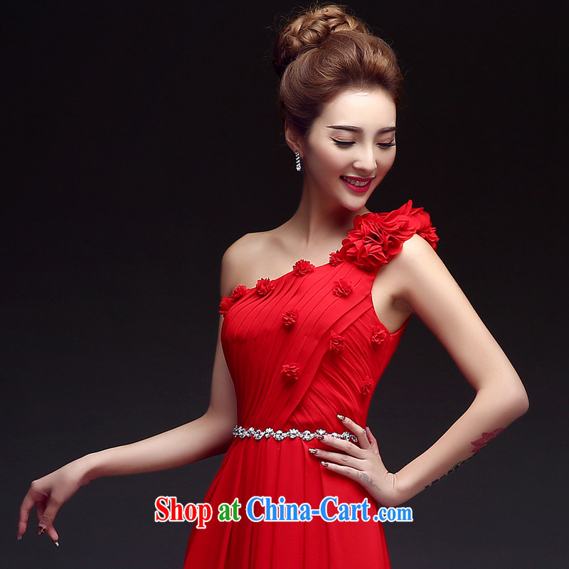 Impression Leigh 2015 new bride wedding dress toast serving long bridesmaid beauty single shoulder dress red long L 1003 champagne short XXL impression, Lady, and shopping on the Internet