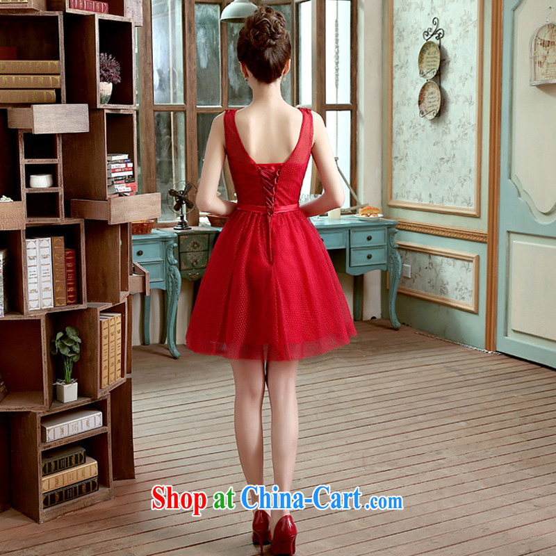 Honey, bride small red dress 2015 new summer marriages served toast dress V collar graphics thin Korean style fashion dress dark red XXL, honey, bride, shopping on the Internet