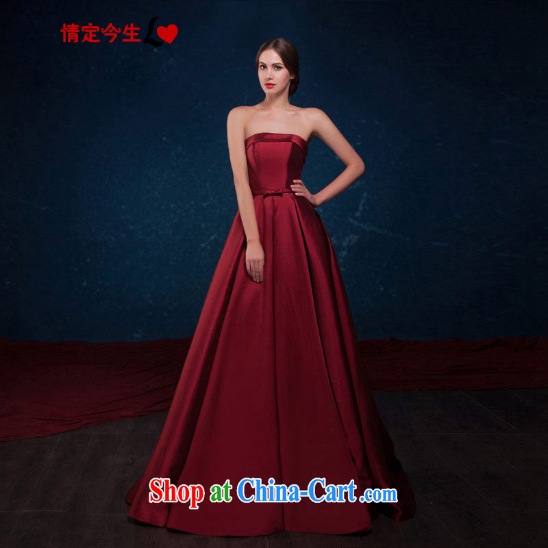 Love Life 2015 summer new Europe and high winds wine red erase chest Princess long wedding dress bridal toast clothing dresses wine red XXL