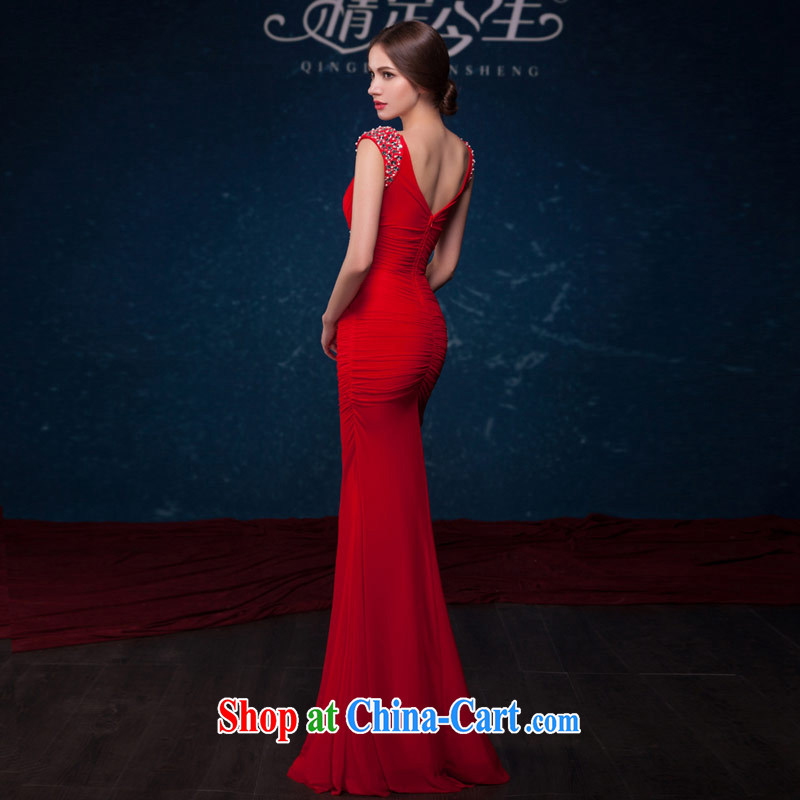 Love Life 2015 summer new, fashionable Deep V collar crowsfoot cultivating graphics thin red bridal toast service banquet dress red XL, love life, and shopping on the Internet