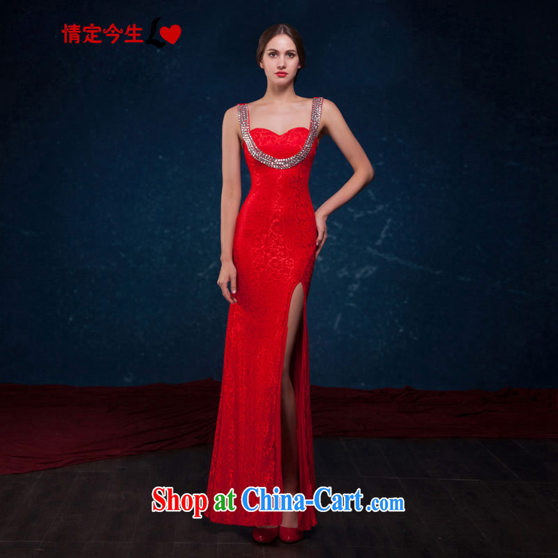 Love Life 2015 summer new, upscale lace inserts drill strap with sense of the forklift truck at Merlion dress bridal toast serving red XL