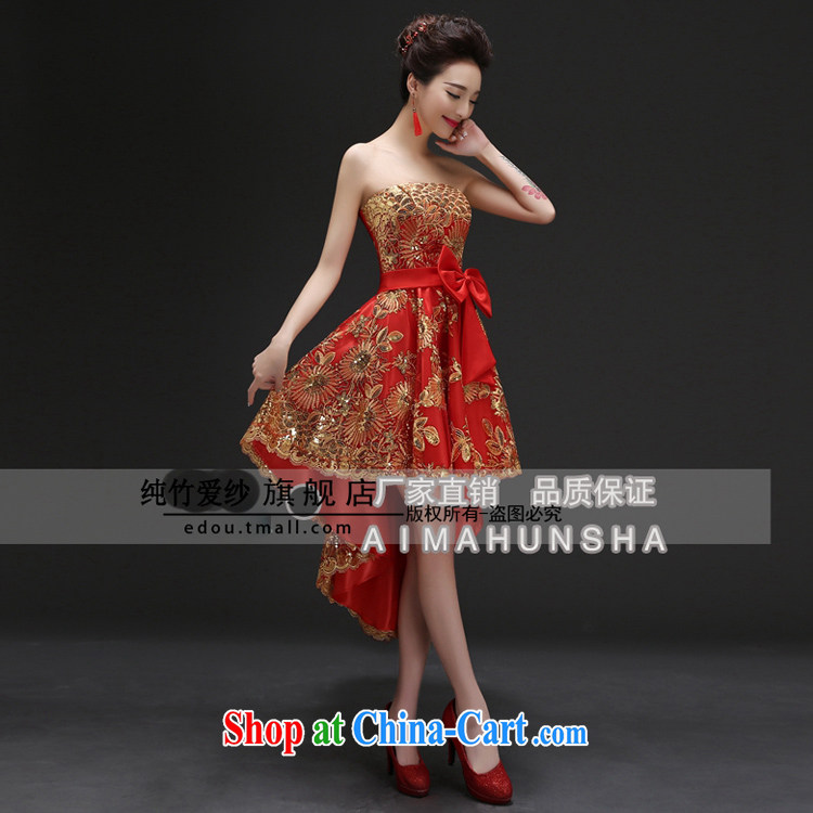 Slender legs fine lace dress new bridal wedding dresses stylish bows. Red-short long Korean wedding cheongsam dress pregnant women through Bong-tail take the shoulder, L pictures, price, brand platters! Elections are good character, the national distribution, so why buy now enjoy more preferential! Health