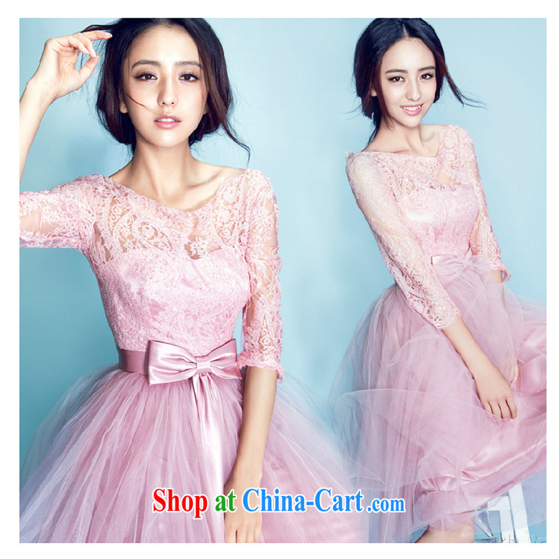 White first to about 2015 short bridesmaid toast serving serving summer married women dress banquet dress moderator dress female officers, Julia, with pink L, white first about, online shopping