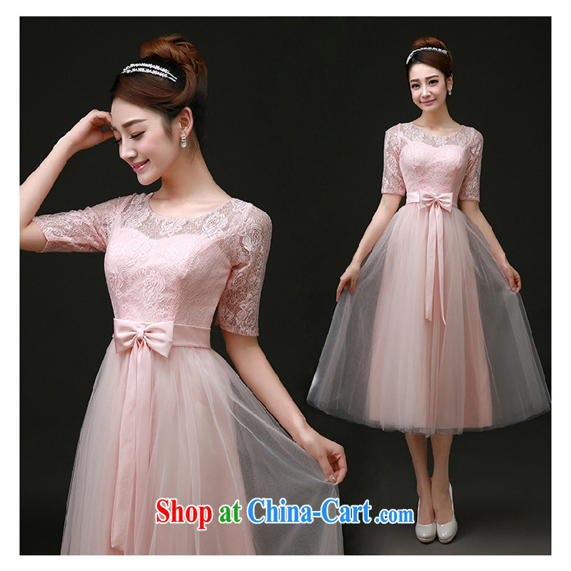 White first to about 2015 short bridesmaid toast serving serving summer married women dress banquet dress moderator dress female officers, Julia, with pink L, white first about, online shopping