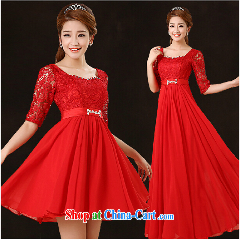 Pure bamboo yarn love 2015 New Red bridal wedding lace dress long evening dress Evening Dress toast serving only the cuff dress beauty red long XXL, pure bamboo love yarn, shopping on the Internet