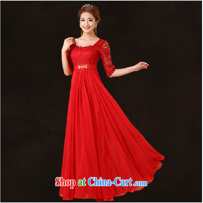 Pure bamboo yarn love 2015 New Red bridal wedding lace dress long evening dress Evening Dress toast serving only the cuff dress beauty red long XXL, pure bamboo love yarn, shopping on the Internet