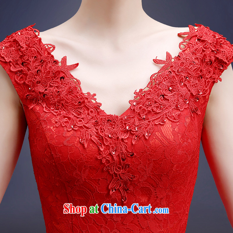 Kou Connie red bridal toast clothing Spring Summer 2015 New Long stylish double-shoulder lace strap graphics thin wedding dress female LF red XL crackdown, Connie (JIAONI), online shopping