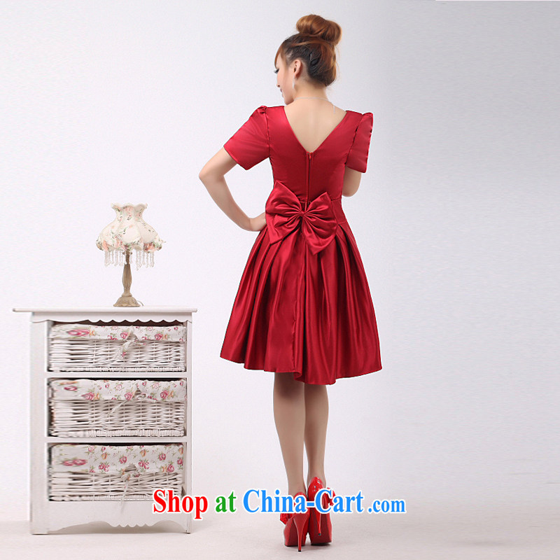 Pure bamboo love dresses wedding dresses with sleeves small dress bubble sleeve bridal gown bridesmaid clothing Satin thick short performances, serving the dresses red wine is tailored to contact customer service, pure bamboo love yarn, and shopping on th