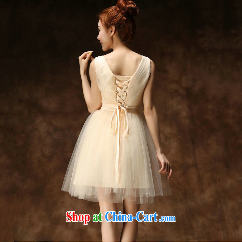 There is a Korean version of the new, champagne color bridesmaid dress bridal short bows shaggy dress Evening Dress daily 5282 champagne color M, there is a, and shopping on the Internet
