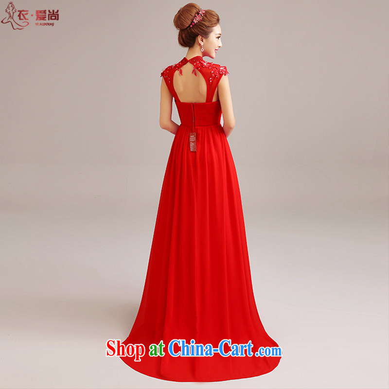 Yi love is wedding dresses 2015 new bridal wedding dress uniform toast, long-neck shoulders with evening dress suit Female red can be given to the 30 million do not return clothing, love, and shopping on the Internet