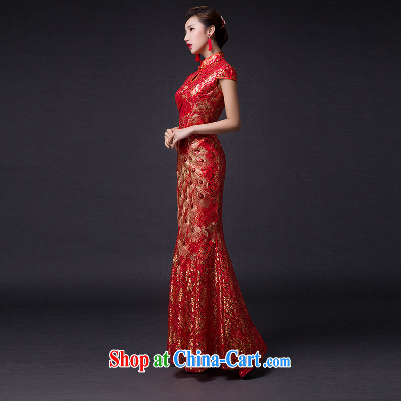 Hi Ka-hi 2015 new bows dresses, classic style retro fine embroidery only the US is withholding dress skirt L 001 dark red leaves size tailored-hi Ka-hi, shopping on the Internet