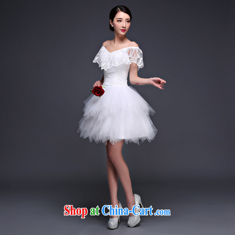 Snow Lotus bridesmaid dresses small firm new short bridal evening dress a field shoulder shaggy lace Princess skirt and stylish beauty tie bows dress dress white XL, snow-po lin (XUEBAOLIAN), shopping on the Internet