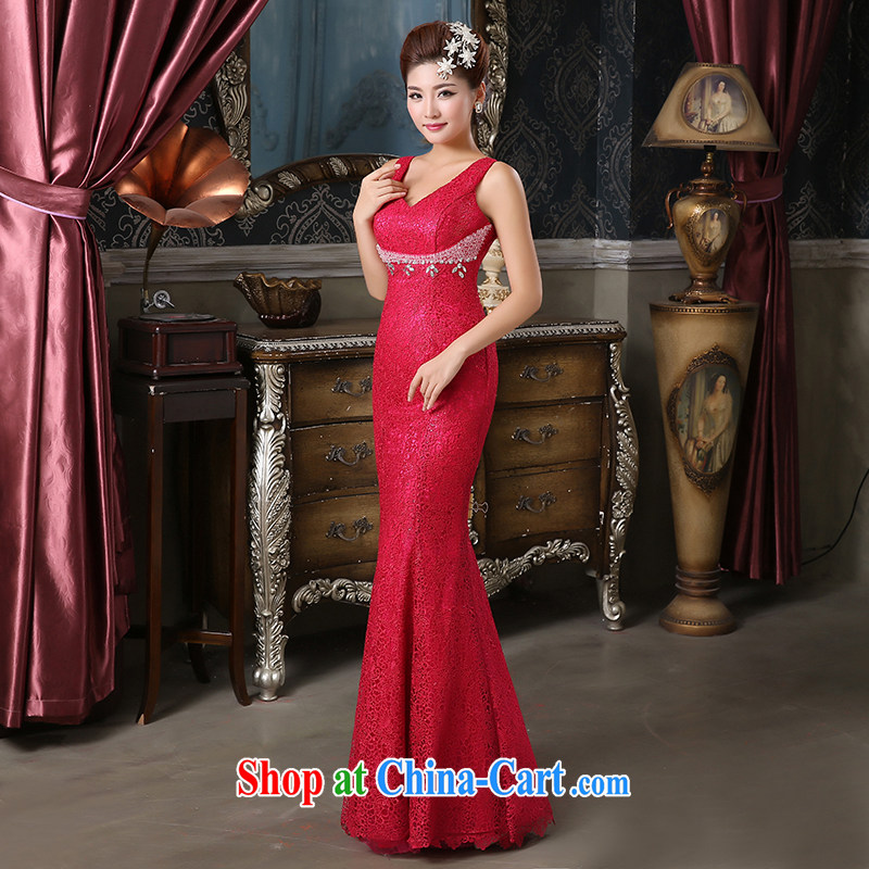 Pure bamboo love yarn New Field shoulder dress upscale lace Evening Dress embroidered dress pearl cultivation dress bridal dresses show hosted service banquet dress of red tailored contact customer service, pure bamboo love yarn, shopping on the Internet