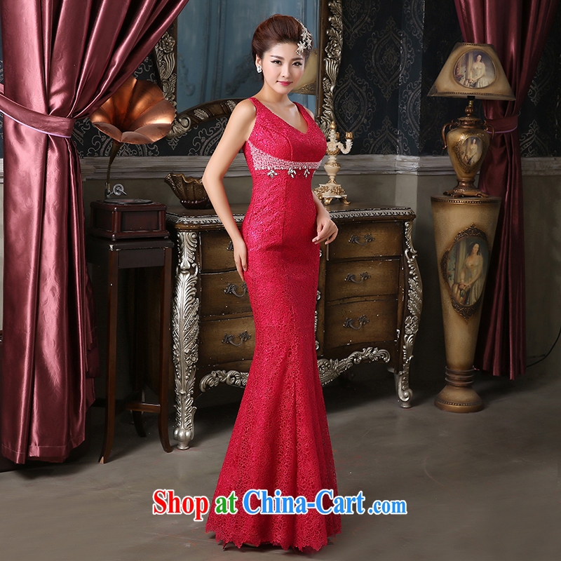 Pure bamboo love yarn New Field shoulder dress upscale lace Evening Dress embroidered dress pearl cultivation dress bridal dresses show hosted service banquet dress of red tailored contact customer service, pure bamboo love yarn, shopping on the Internet