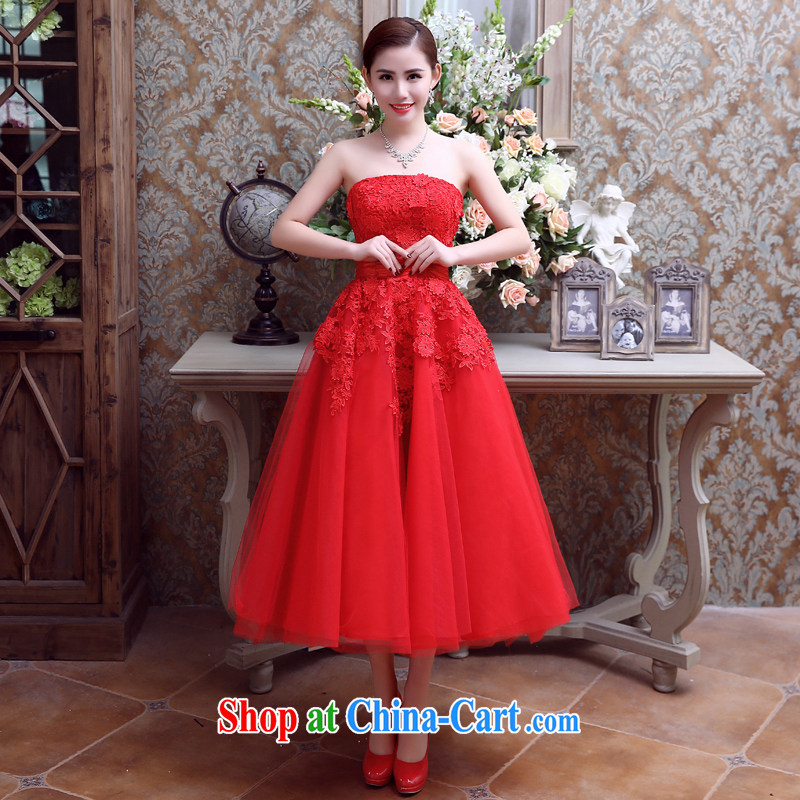 Code Hang Seng bridal wedding dresses 2015 Korean wedding in red long, Mary Magdalene marriage chest bows dress strap evening dress red XXL