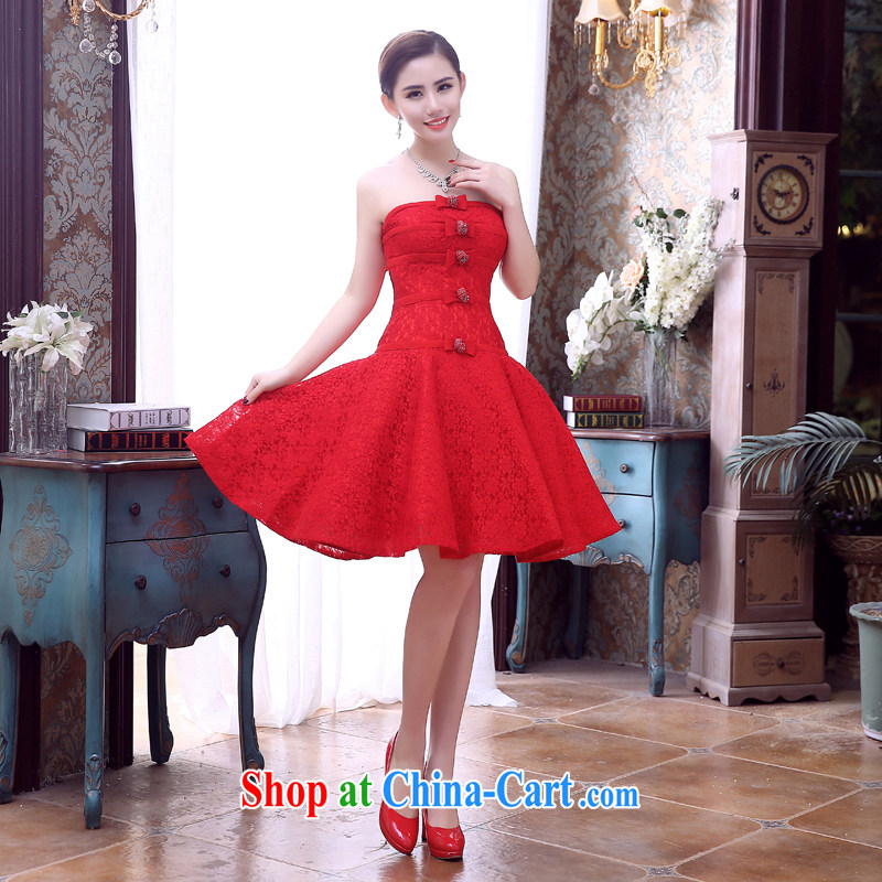 2015 wedding dresses beauty and stylish new erase chest small dress red wedding toast clothing bridesmaid clothing dress red M, and hang Seng bride, shopping on the Internet