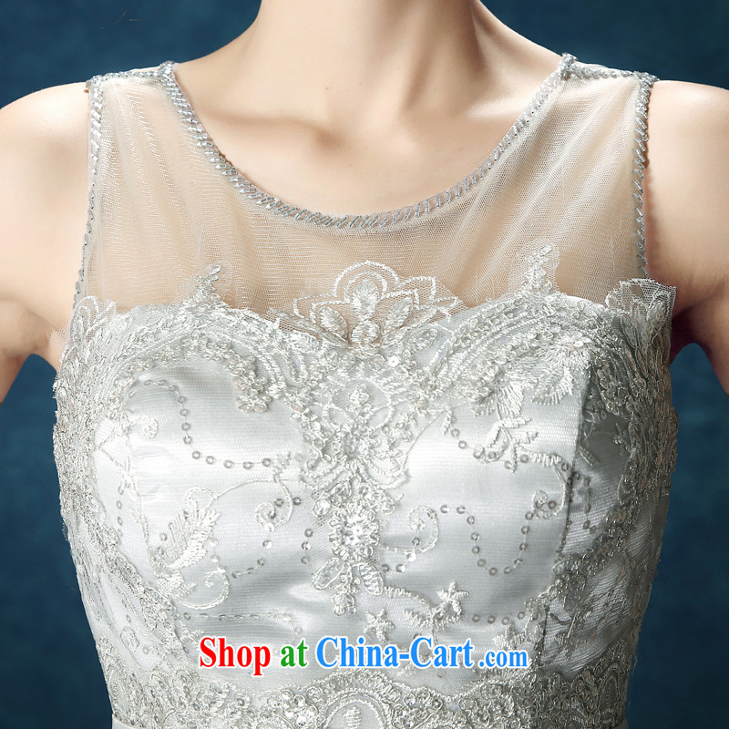 Time his Evening Dress 2015 New Long, smoke gray lace style beauty wedding banquet toast clothing bridesmaid dress uniforms smoke gray M, time, and shopping on the Internet