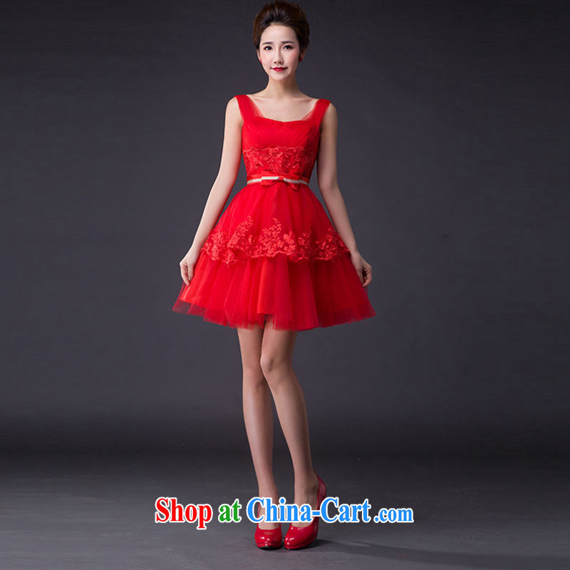 Hi Ka-hi 2015 new bows dress Korean style double-shoulder dress V Annual Meeting for the banquet show dress skirt JX 07 red left size tailored