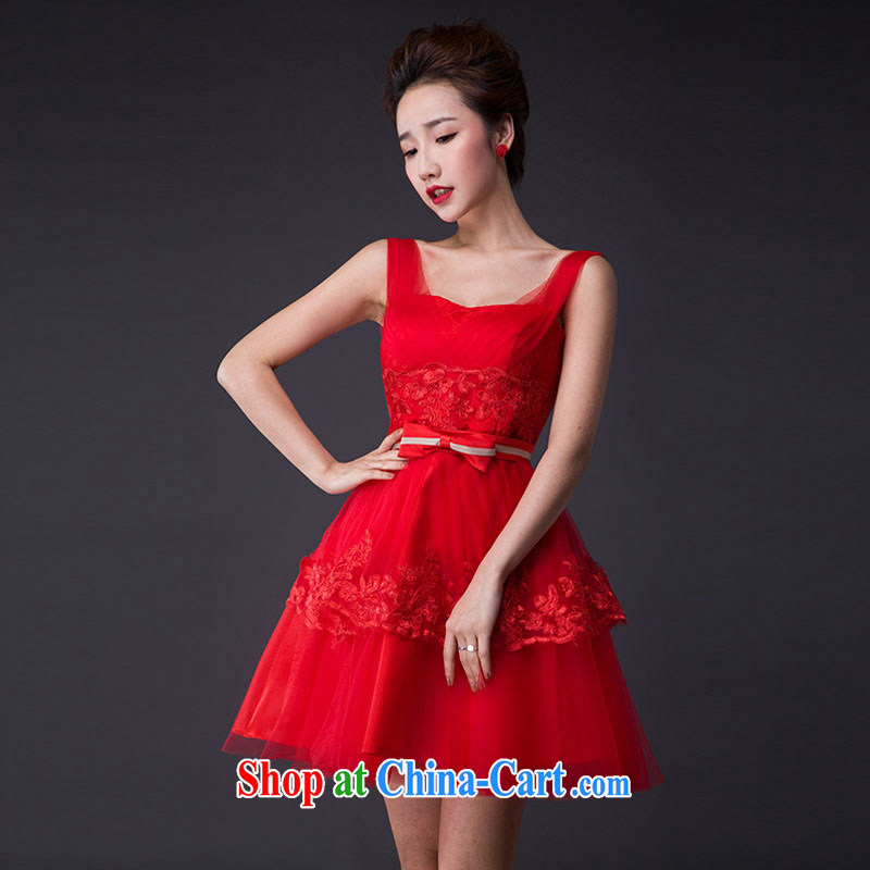 Hi Ka-hi 2015 new bows dress Korean style double-shoulder dress V Annual Meeting for the banquet show dress skirt JX 07 red left size tailored-hi Ka-hi, shopping on the Internet