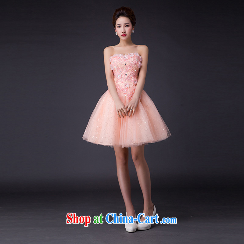 Hi Ka-hi 2015 new bows dress Korean style double-shoulder dress V Annual Meeting for the banquet show dress skirt JX and pink left size tailored