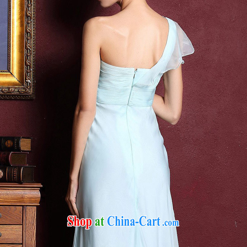 The bride's wedding dresses long, toast wedding dress 2015 new blue one shoulder dress 327 made 25 Day Shipping, the bride, shopping on the Internet