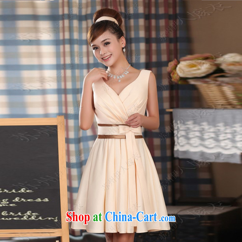 Pure bamboo yarn love 2015 new bridesmaid dress short, champagne color shoulders beauty bridesmaid wedding in the evening dress summer and autumn champagne color is tailored to contact customer service, pure bamboo love yarn, shopping on the Internet