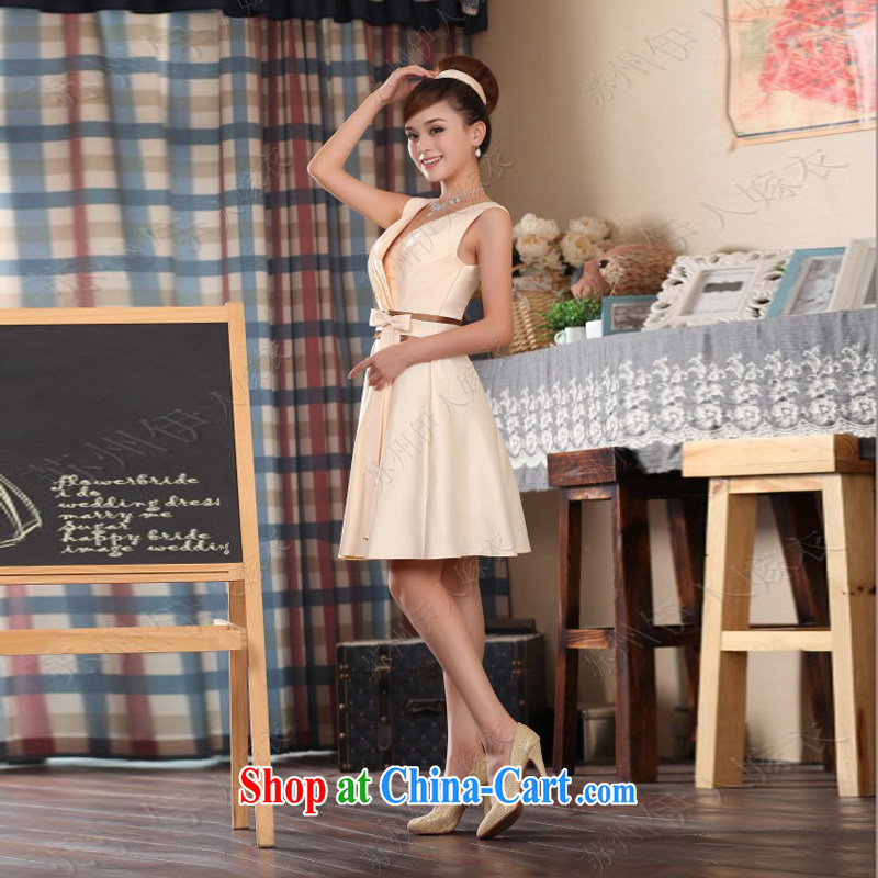 Pure bamboo yarn love 2015 new bridesmaid dress short, champagne color shoulders beauty bridesmaid wedding in the evening dress summer and autumn champagne color is tailored to contact customer service, pure bamboo love yarn, shopping on the Internet