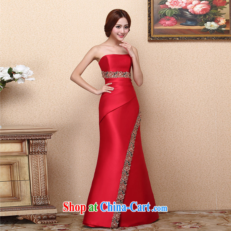 The bride's 2015 New Red bows dress long dress retro red erase chest dress 665 made 25 Day Shipping, the bride, shopping on the Internet