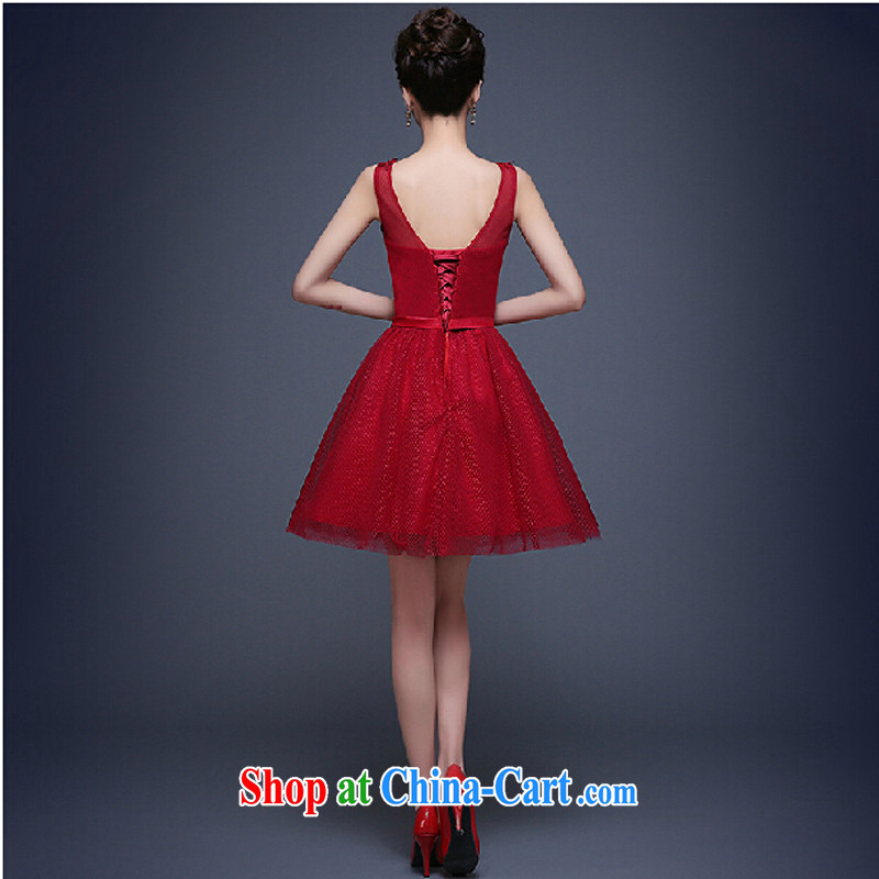 Evening Dress 2015 new summer short, banquet dress dress girl bride toast wedding clothes fashion a Field shoulder deep red is tailored to contact customer service, pure bamboo love yarn, shopping on the Internet