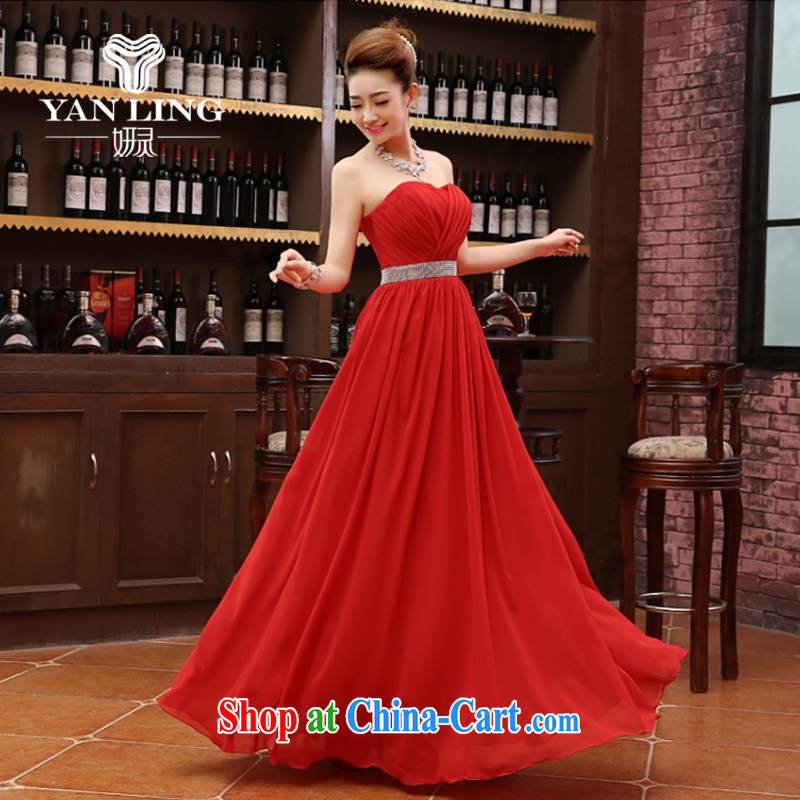 Her spirit 2015 new Korean red, shoulder-length, strap bridal wedding dress uniform toast dress dresses annual champagne color XL, her spirit, and shopping on the Internet