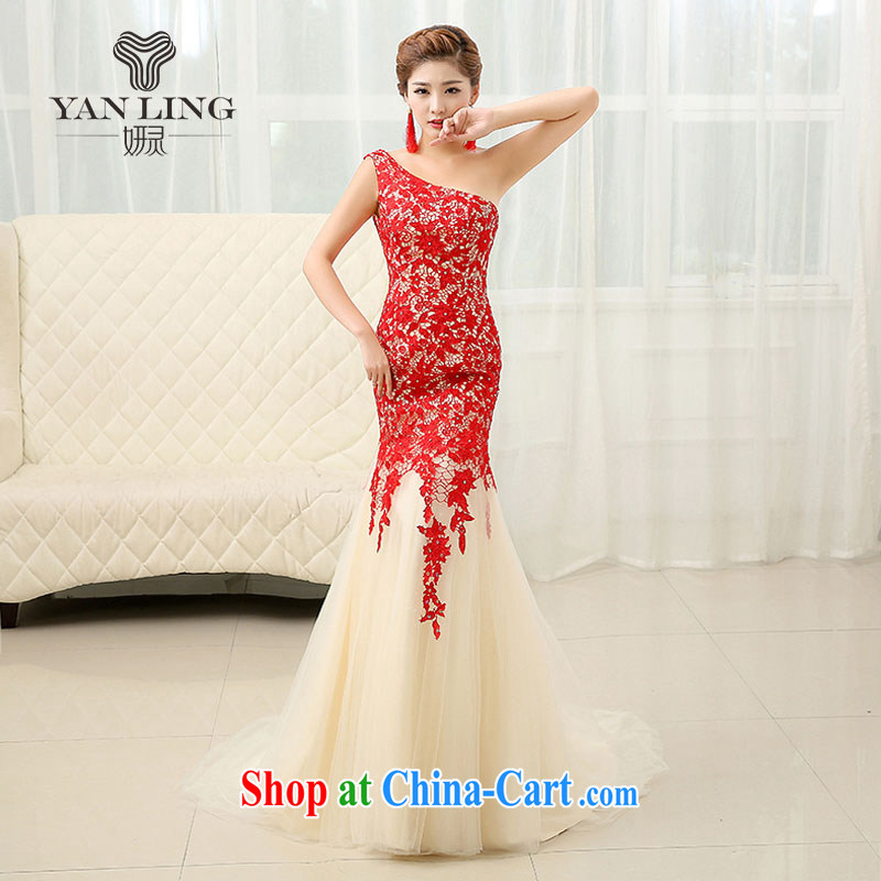 Her spirit 2015 marriage toast serving the shoulder at Merlion dress Korean new strap Evening Dress beauty graphics thin LF L 264