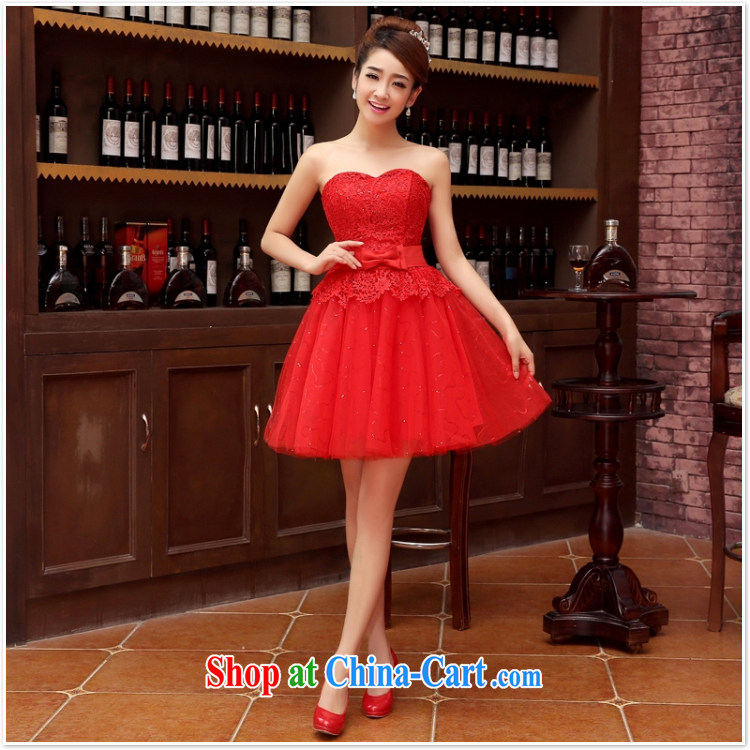 Her spirit bridesmaid dress 2015 autumn and winter, new bride's bare chest lace dress red bow-tie bows clothes dress red L pictures, price, brand platters! Elections are good character, the national distribution, so why buy now enjoy more preferential! Health