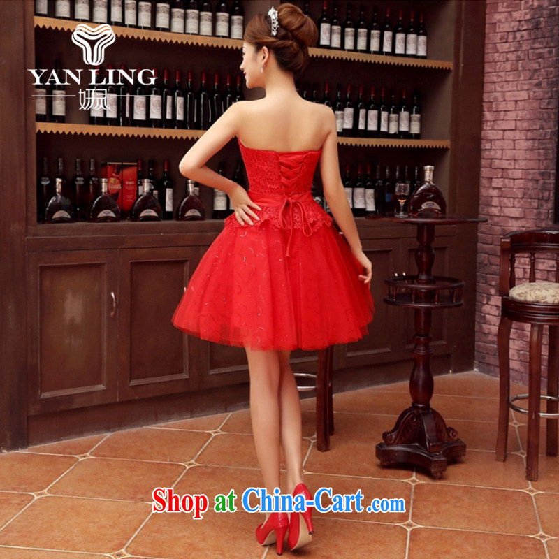 Her spirit bridesmaid dress 2015 autumn and winter new bride wiped his chest lace dress red bow-tie bows serving evening dress red L, her spirit, and shopping on the Internet