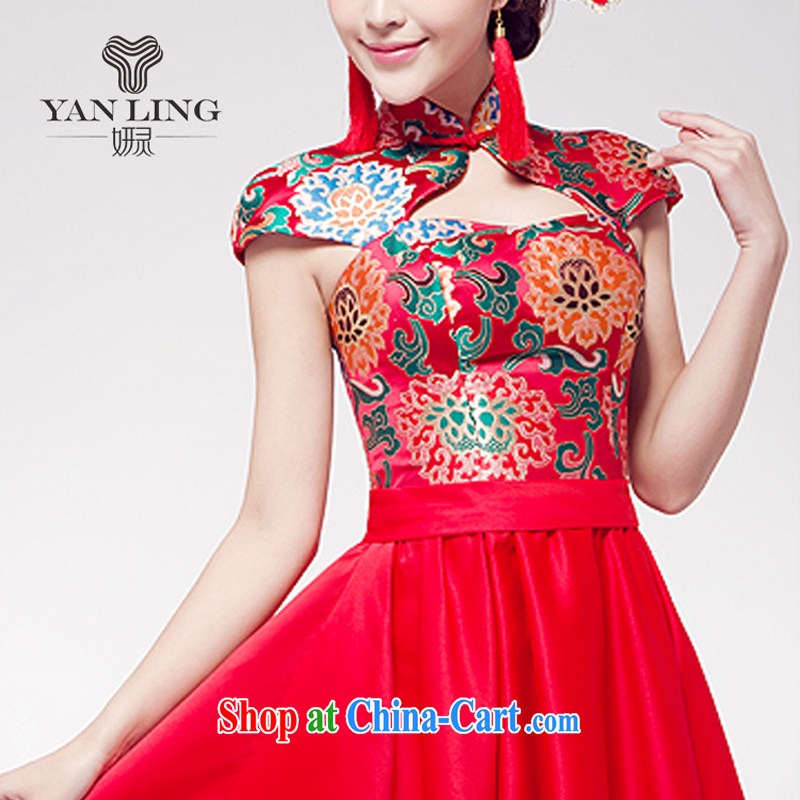 Her spirit 2015 new marriage toast serving small red dress Chinese improved stylish Princess bride short skirt dress M, her spirit, and on-line shopping