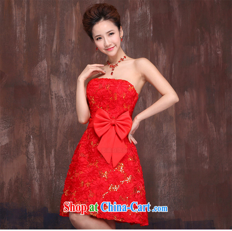 Her spirit wedding dresses 2015 spring new marriages red short bows service embroidery lace straps dress XXL pictures, price, brand platters! Elections are good character, the national distribution, so why buy now enjoy more preferential! Health