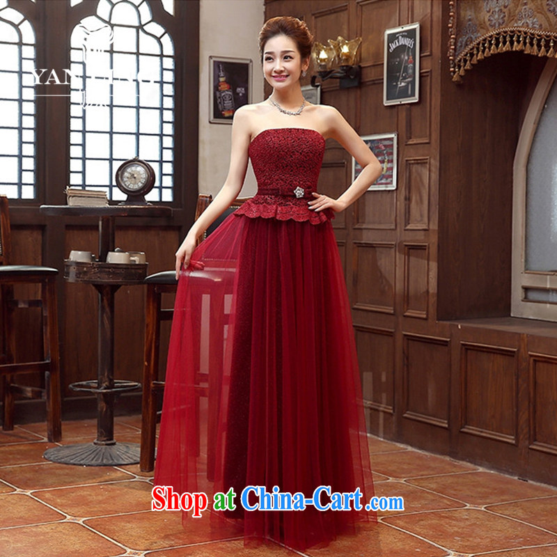 Her spirit wine red bridal bridesmaid wedding dress wedding toast service wedding Evening Dress long, bride with 2015 new deep red XXL, her spirit, and shopping on the Internet